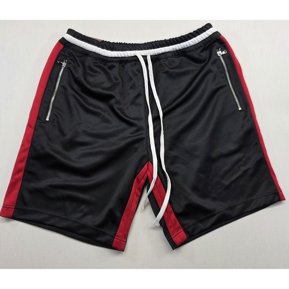 Crysp Denim Black Athletic Shorts Men's Large NWT Zip Pockets‎ Drawstring Street